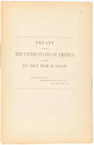 Treaty Between the United States of America and the Nez Percé Tribe of Indians
