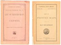 Two booklets listing maps, from the University of California Library and the California State Library