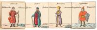 [Strip of 32 hand-colored costume plates from] The Earth and Its Inhabitants
