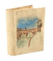 Miniature photograph album with hand-painted vellum binding