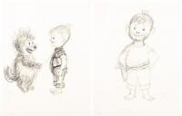 Two original preliminary pencil sketches for "Mister Dog"