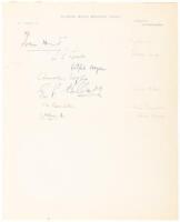 Autographs of Sir Edmund Hillary and six other members of the 1953 British Mount Everest Expedition