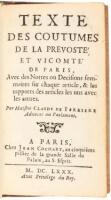 Texte des Coutumes de la Prevoste et Vicomte de Paris