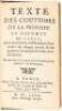 Texte des Coutumes de la Prevoste et Vicomte de Paris