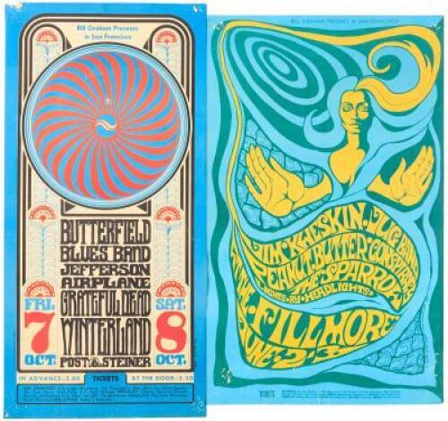 Eight posters from Bill Graham concerts at the Fillmore Auditorium and Winterland in San Francisco