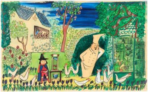 He Built Himself A Guillotine - original illustration from Madeline and the Bad Hat