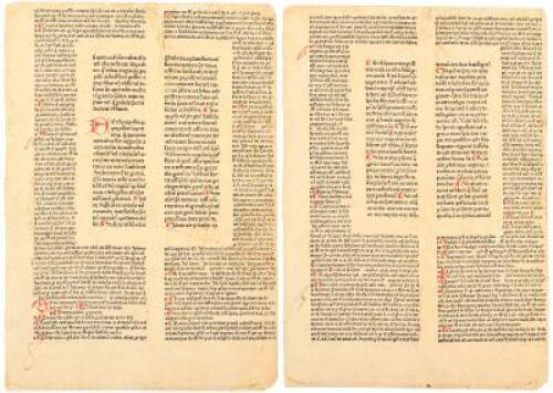 Eight original printed leaves from the Institutiones of Justinian I, with the Glossa ordinaria of Accursius