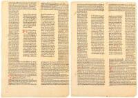 Eight original printed leaves from the Institutiones of Justinian I, with the Glossa ordinaria of Accursius