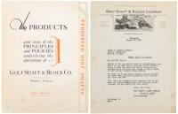 Brochure and letter from hickory shaft club manufacturer the Golf Shaft & Block Company