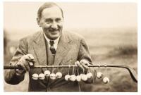 Original photograph of Bernard Darwin with the President's Putter golf trophy