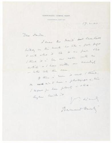 Five letters from golf legend Bernard Darwin