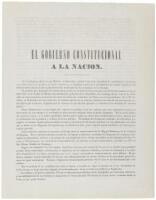 El Gobierno Constitucional a la Nacion [The Constitutional Government, To the Nation]