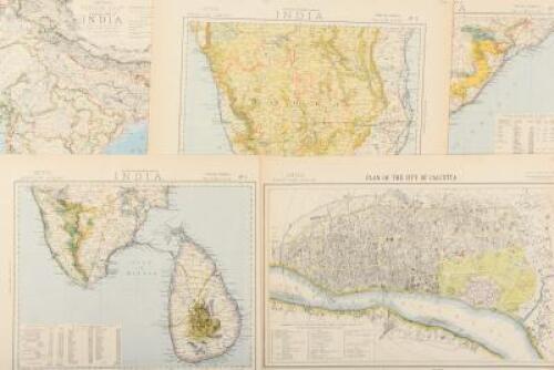 Three maps of India from Letts's Popular Atlas, one of the on 12 sheets