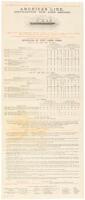 Schedule of transatlantic fares with cabin and deck plans for ships of the American Line between Southampton and New York