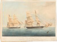 To Commodore Francis Augustus Collier C.B., this plate representing H.M. brig "Black Joke," Lt. Henry Downes (tender to H.M.S. Sybille) engaging the Spanish slave brig "El Almirante" in the Bight of Benin, Feby. 1st 1829, which she captured after a chase 