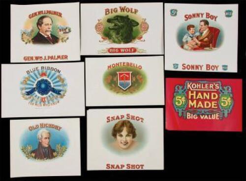Approximately 110 cigar labels