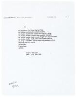 #1 - Fax poem, one of ten copies, numbered and initialed by John Martin of Black Sparrow Press