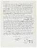 Typed Letter, signed, to Hank Malone