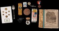 Collection of ribbons, pins and other ephemera from the Grand Army of the Republic