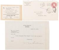 Archive of ten letters and one leaflet, signed, by Upton Sinclair