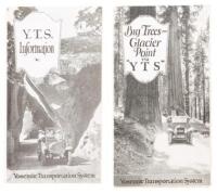 Two brochures for the Yosemite Transportation System advertising routes and services