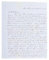 Letter from Elisha Oscar Crosby to a J. Wilcoxson, regarding depositions and testimonies of John A. Sutter and John Bidwell in the ongoing court case to affirm Sutter's claim to his lands on the American, Sacramento and Feather Rivers