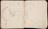 Original print on cardboard giving a pictorial account of the naval battle of Santiago de Cuba, July 2, 1898, with an original manuscript notebook kept by A.E. Streitberger, a signalman aboard the U.S.S. Brooklyn during the Spanish American War, plus seve