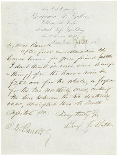 Archive of 29 letters from Benjamin F. Butler, nearly all to O.D. Barrett, concerning legal matters, land sales, etc.
