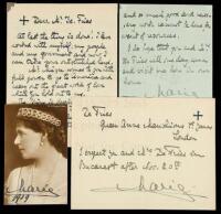 Four Autograph Letters signed by Marie, Queen of Romania, plus a signed photograph & a signed real-photo postcard