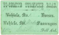 Ticket for Yosemite Turnpike Road, 1874