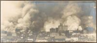 Original gelatin silver photograph panorama of San Francisco in flames following the earthquake of April 18, 1906