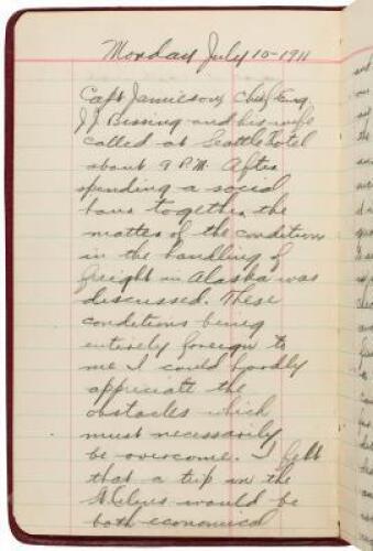 Three handwritten diaries kept by Fred Parr, co-founder of the Parr-McCormick Steamship Line, during a trip to Alaska in 1911