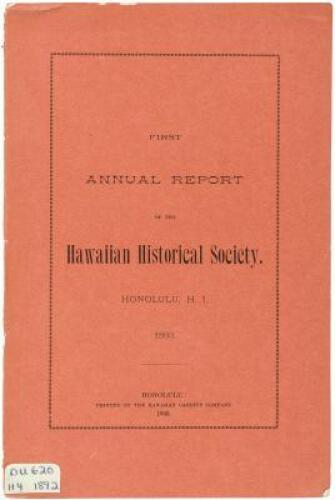 Annual Report of the Hawaiian Historical Society