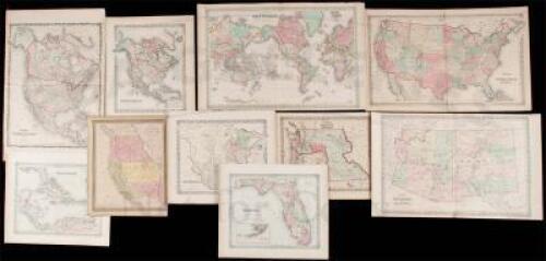 Nine maps, most from J.H. Colton and successors, of the United States, is various parts, and the world