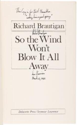 So the Wind Won't Blow it All Away - inscribed uncorrected page proof