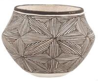 Small white pot with intricate painted design