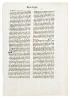 Original leaf from the 1479 Bible in Latin printed by Nicolaus Jenson in Venice