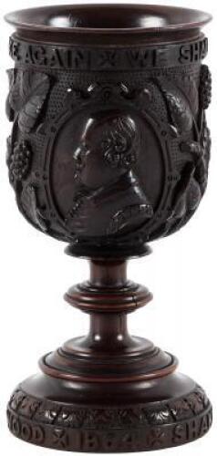 Magnificent carved goblet made from Shakespeare&rsquo;s Mulberry Tree