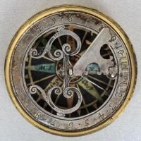 German 17th century brass sundial with a "man on the Moon" on top from the Herm Siegel collection