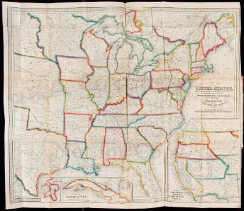 A New Map of the United States upon which are Delineated the Vast Works of Internal Communications, Routes across the Continent &c. Showing also Canada and the Island of Cuba