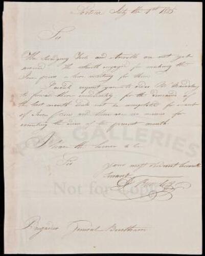 Autograph Letter, signed, regarding tools for warship construction