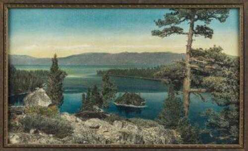 Framed color photograph of Lake Tahoe