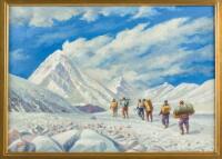 On the Way to Base Camp from Camp II - original oil on board