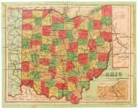 Clemens Silent Teacher. Dissected Map of the United States... - Complete wooden puzzle map of Ohio in the original box