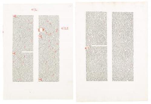 Four leaves from Nicolas de Lyra's Postilla super Biblia printed by Johannes Mentelin in 1472