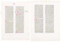 Four leaves from Nicolas de Lyra's Postilla super Biblia printed by Johannes Mentelin in 1472