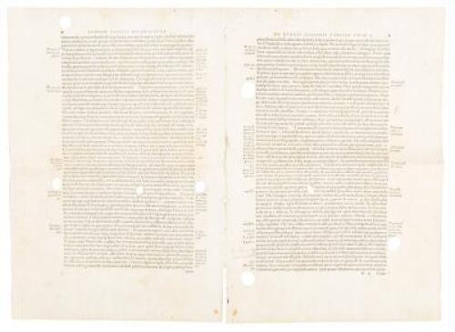 Four original printed leaves from the first edition of De humani corporis fabrica