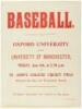 Broadside advertising a Baseball Game between Oxford University and the University of Manchester, in England