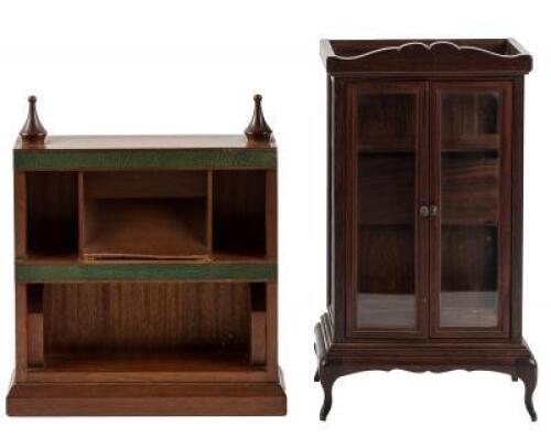 Small group of miniature bookcases and furniture