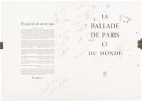 La Ballade de Paris et du Monde. Texte, Lithographies, Aquarelles et Dessins de Marcel Marceau - inscribed